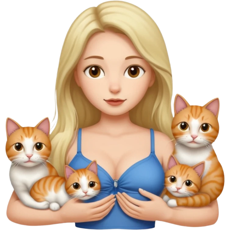 Woman with cats for boobs emoji