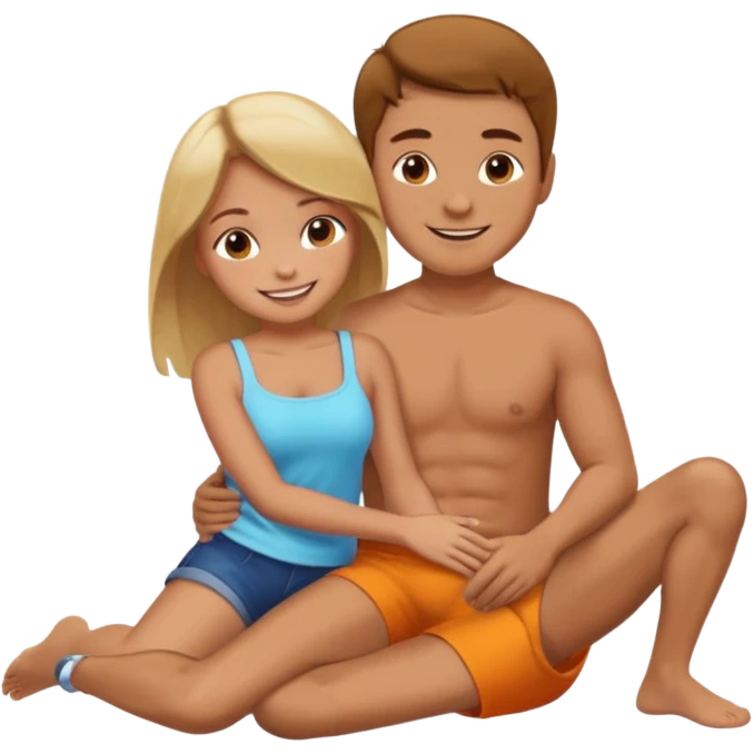 A dude touching a girl's thigh emoji