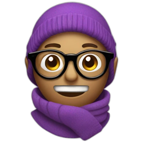 Singe avec des lunettes rond et un pull mauves emoji