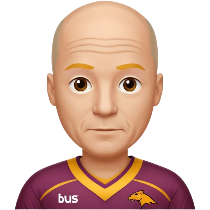 young-ish 50 year old man dressed in a brisbane broncos jersey, bald head, fair skin emoji