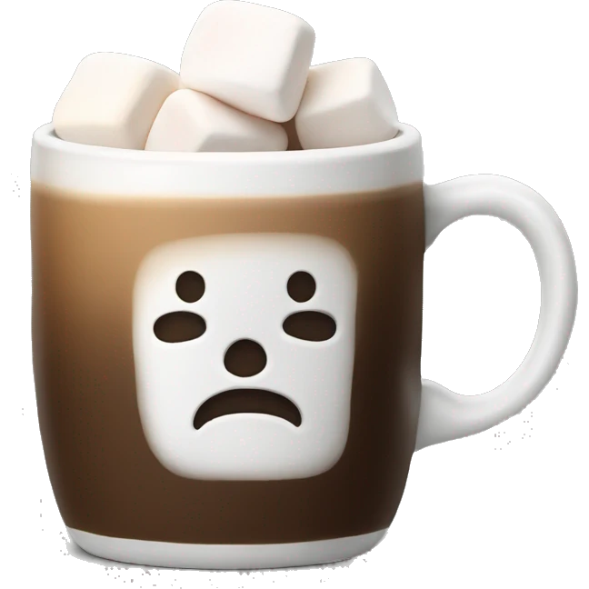 A mug of coffe with marshmallow  emoji
