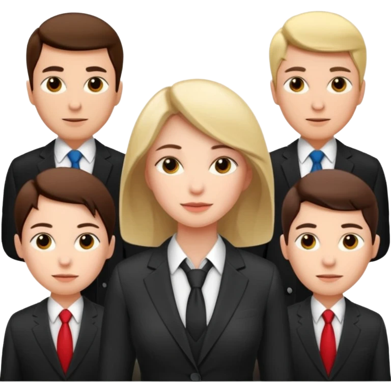 Business woman surrounded by business men emoji