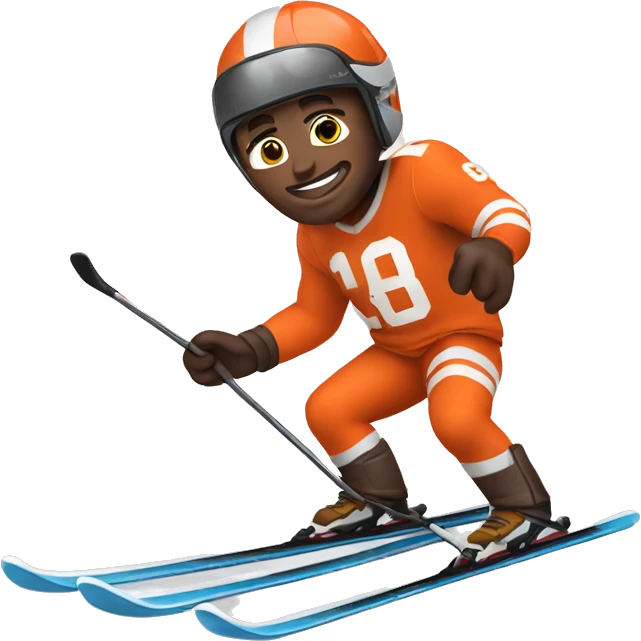 White skin Skier skiing wearing a Cleveland browns football Jersey emoji