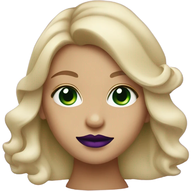 Ombré Blonde girl with Green eyes & purple lipstick emoji