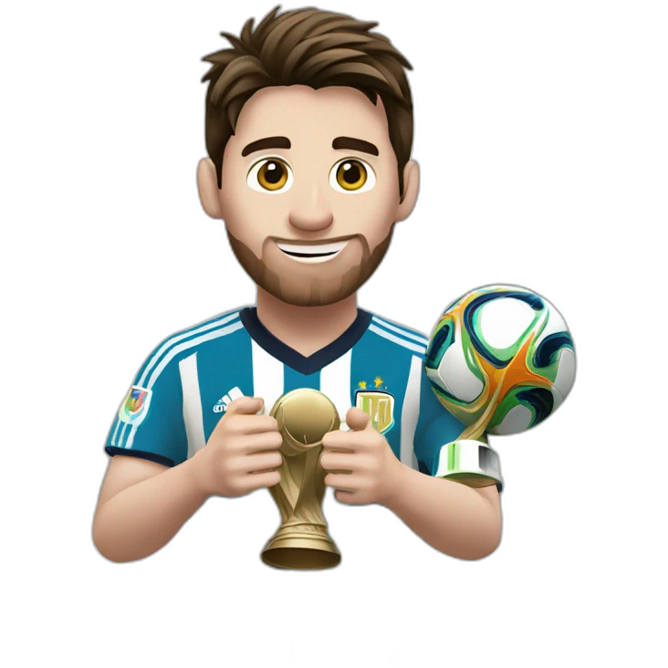 messi world champion with world cup in hand emoji