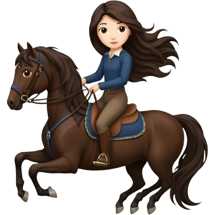 Girl on a dark brown horse emoji