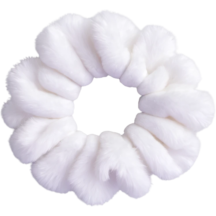 small silky fluffy white scrunchie with shimmer effect emoji