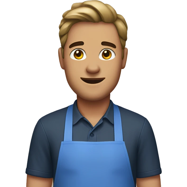 guy in a blue apron hand face emoji