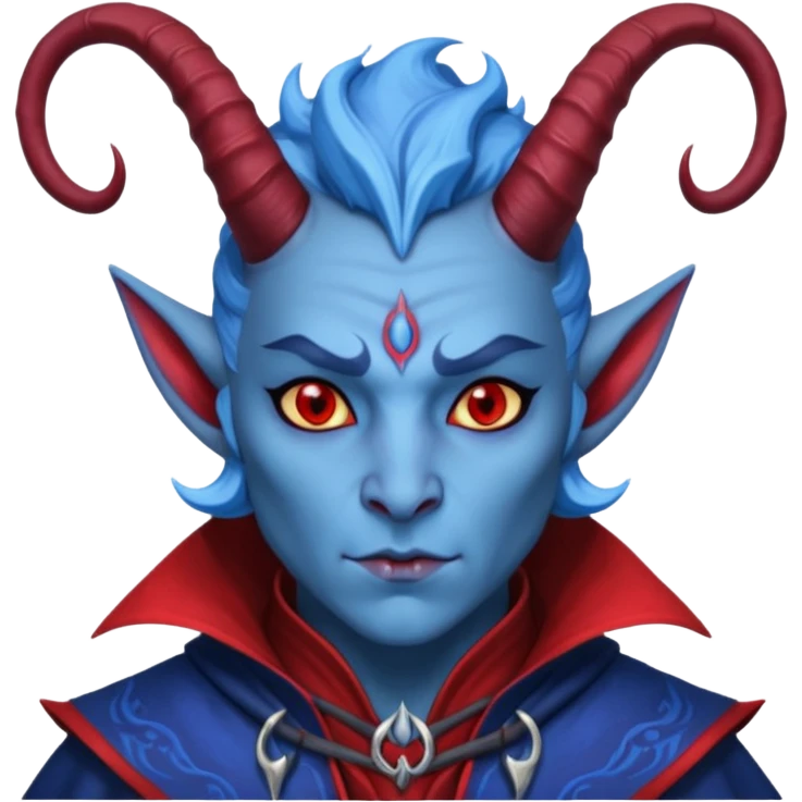 wizard thiefling with blue skin emoji