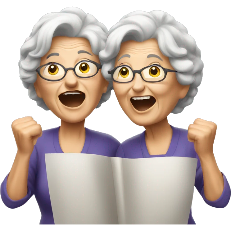 Two old ladies cheering emoji