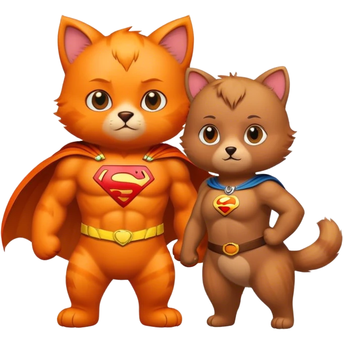 à super hero cat and his little bear girlfriend  emoji