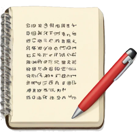 a pen with a notebook where the text is written emoji
