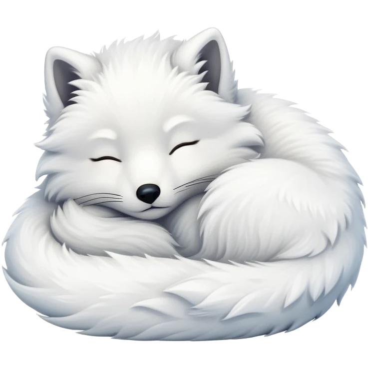 fluffy arctic fox sleeping emoji