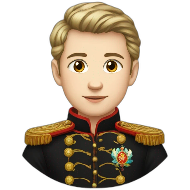 Young tsar of Russia in black cossack shirt emoji