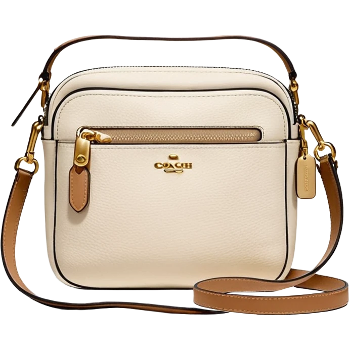 Coach Men Crossbody Bag in Pebbled Leather all white beige rectangle
 emoji