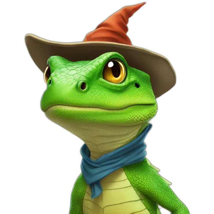 lizzard with wizard hat emoji