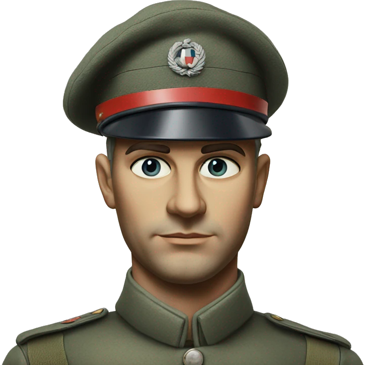 photorealistic serious french soldier 1960s emoji