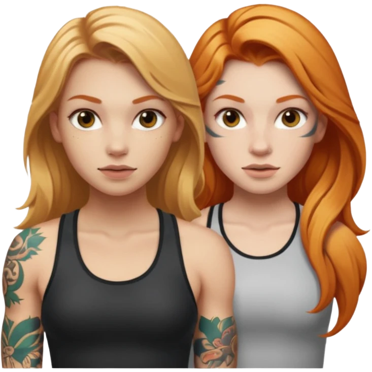 girl with long blonde hair and tattoos and an athletic ginger girl emoji