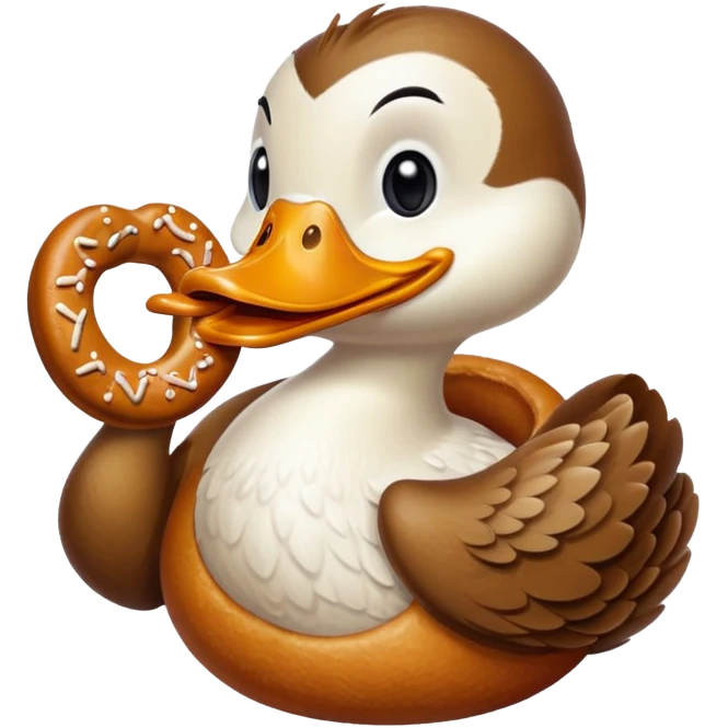 Duck eating pretzel emoji