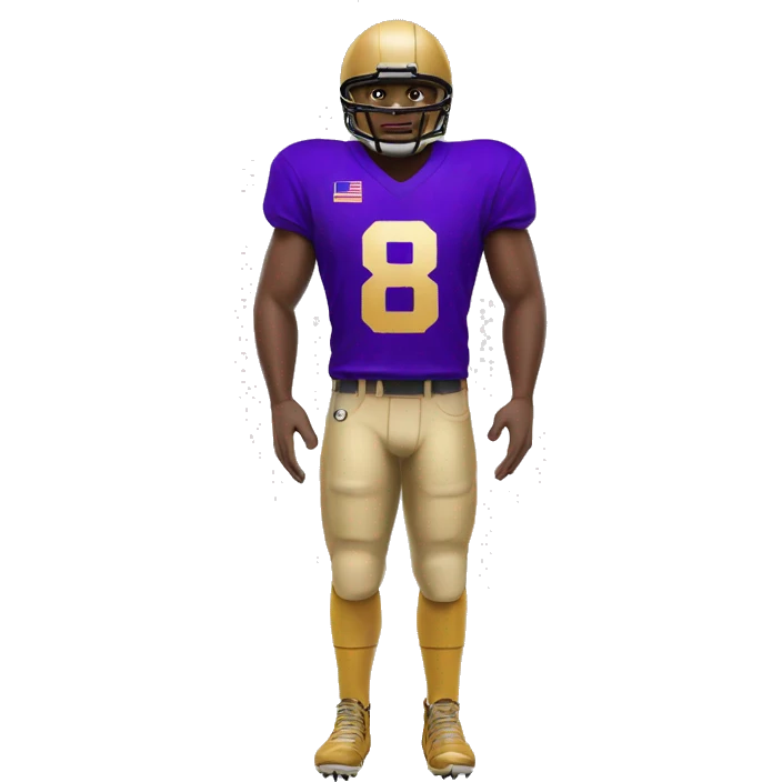 american-football-player-purple-and-gold-jersey-number-8 emoji