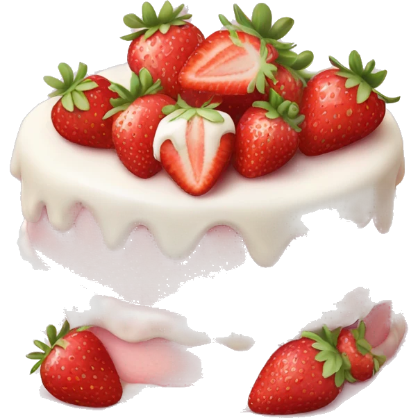 Light Pink strawberries and cream birthday cake  emoji