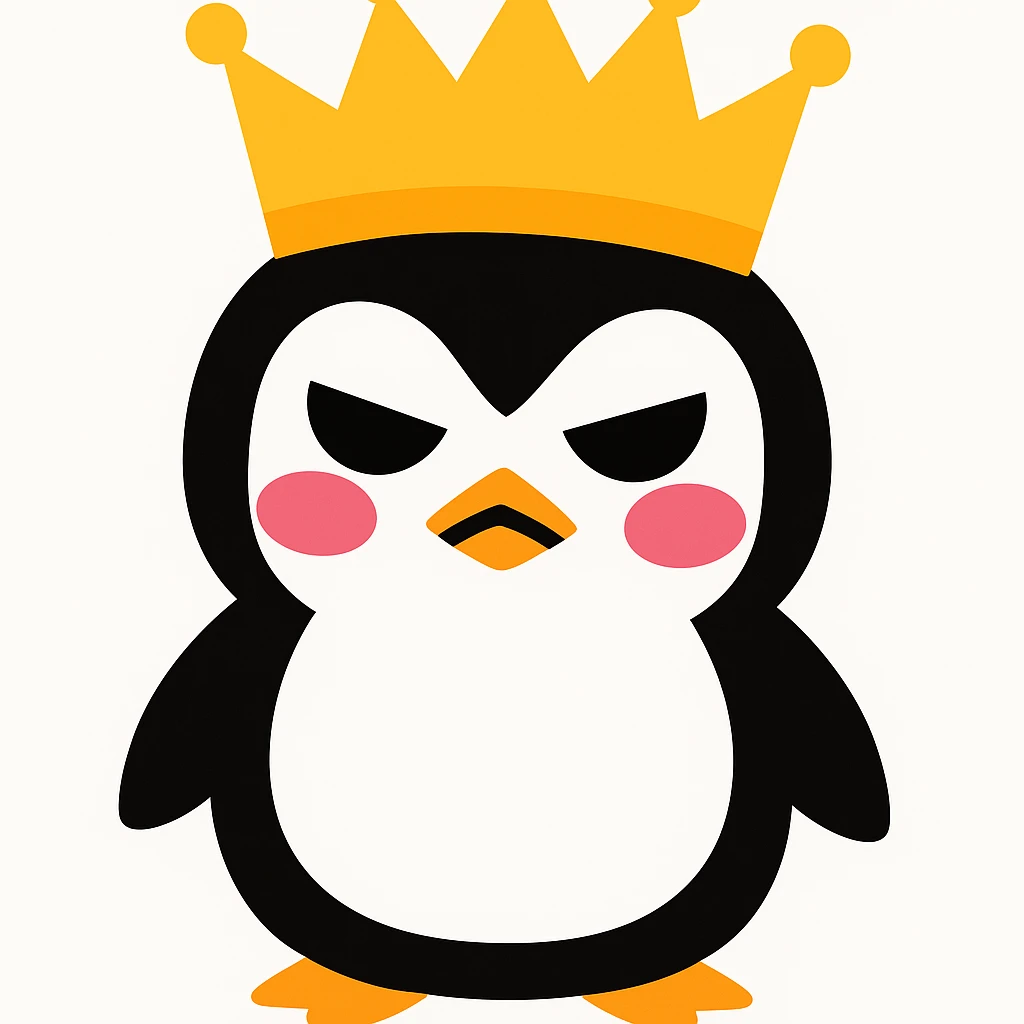 penguin with a crown in this style emoji