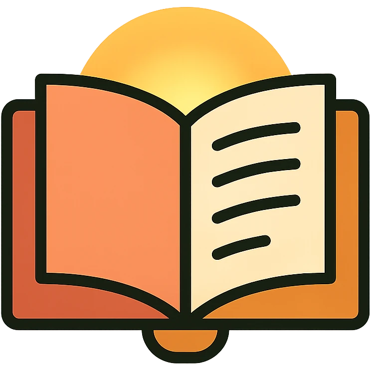 the first page of a book, open, with a soft glow, inviting and warm atmosphere emoji