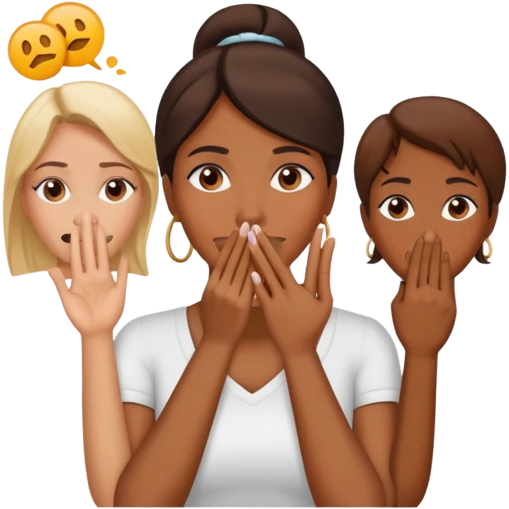 Oops gesture with hand covering mouth, then three female symbols in a row emoji
