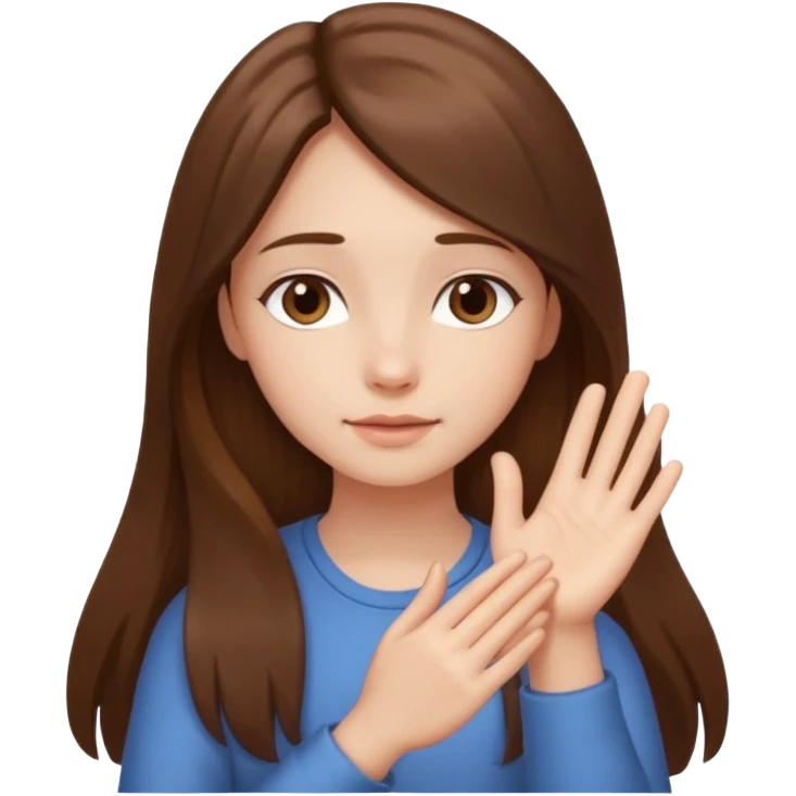 chica tranquila, manos juntas en gesto de calma emoji