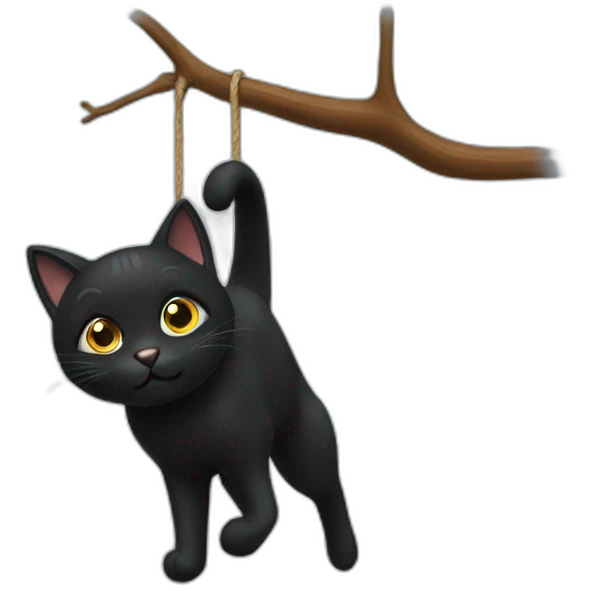 black cat hanging emoji