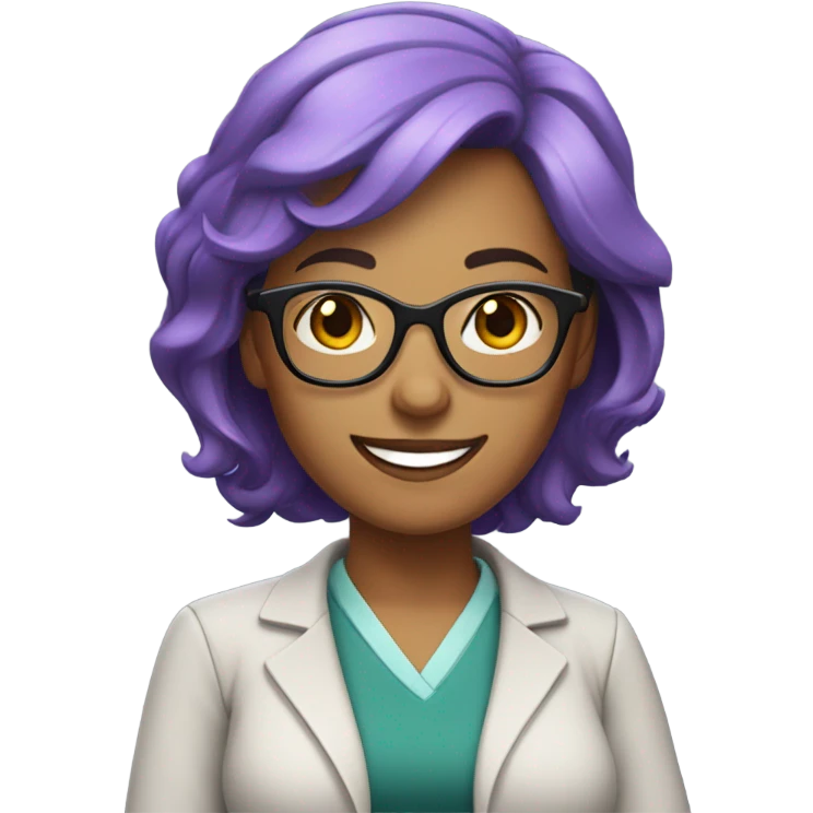 Smiling female European teacher with middle length purple hair and glasses  emoji