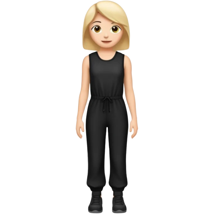 create an emoji, sleeveless fitted black jumpsuit emoji