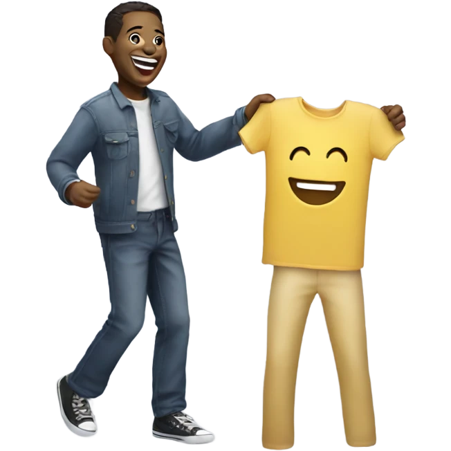 Laughing while holding a mannequin  emoji