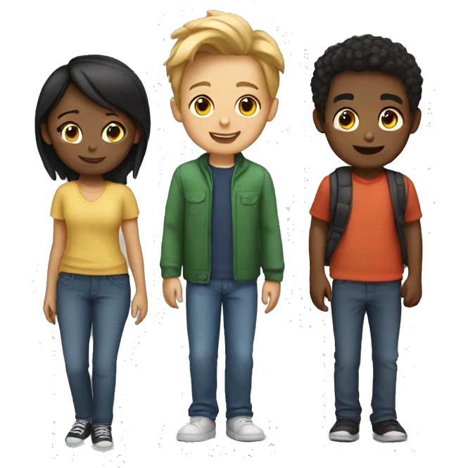 2 girls and 1 boy friends emoji