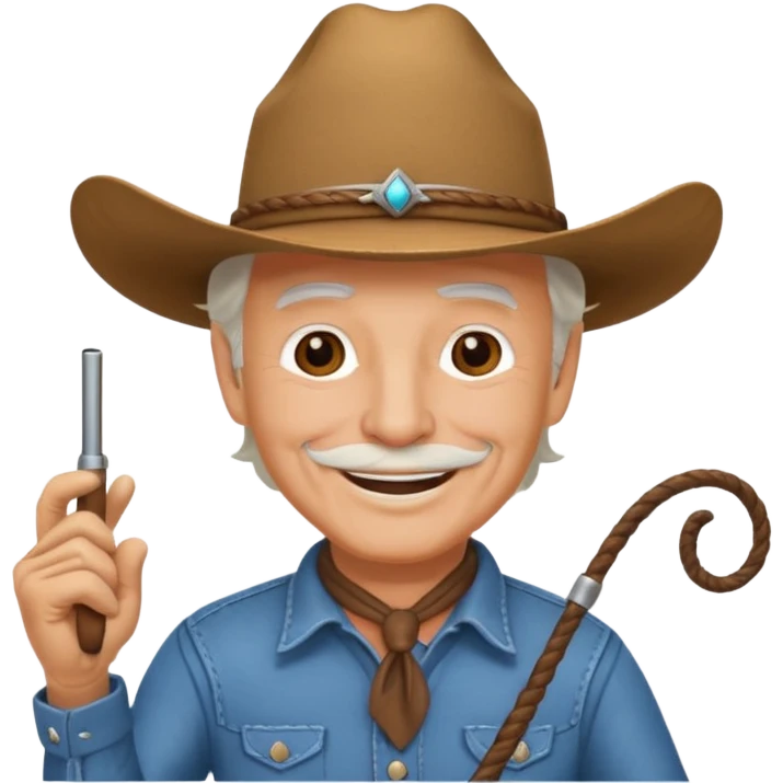 Give this emoji 🤠 a whip make it an old white guy with a whip  emoji