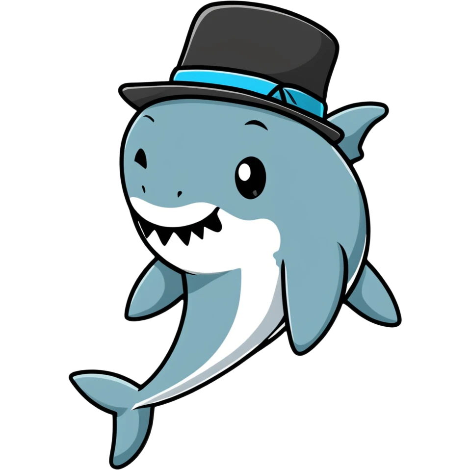 Shark with a top hat emoji