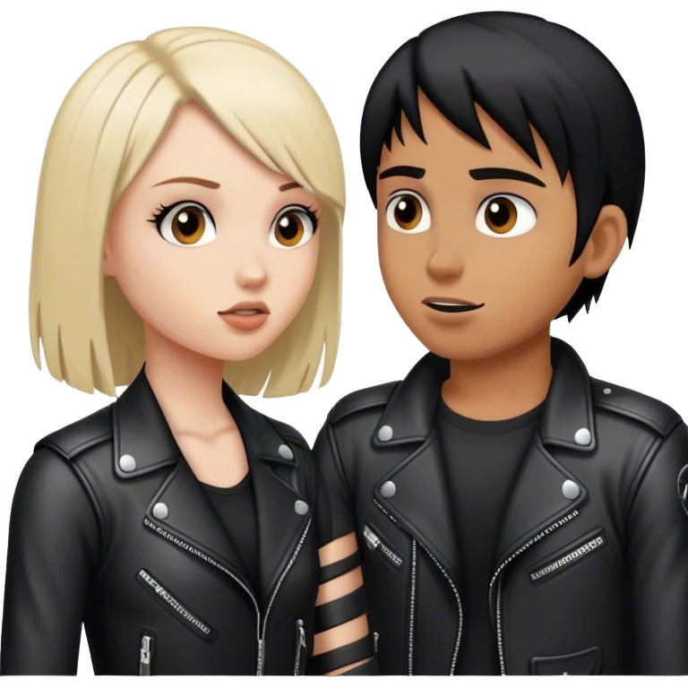 Girl biker talking to emo boy  emoji