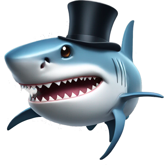 Shark with a top hat emoji