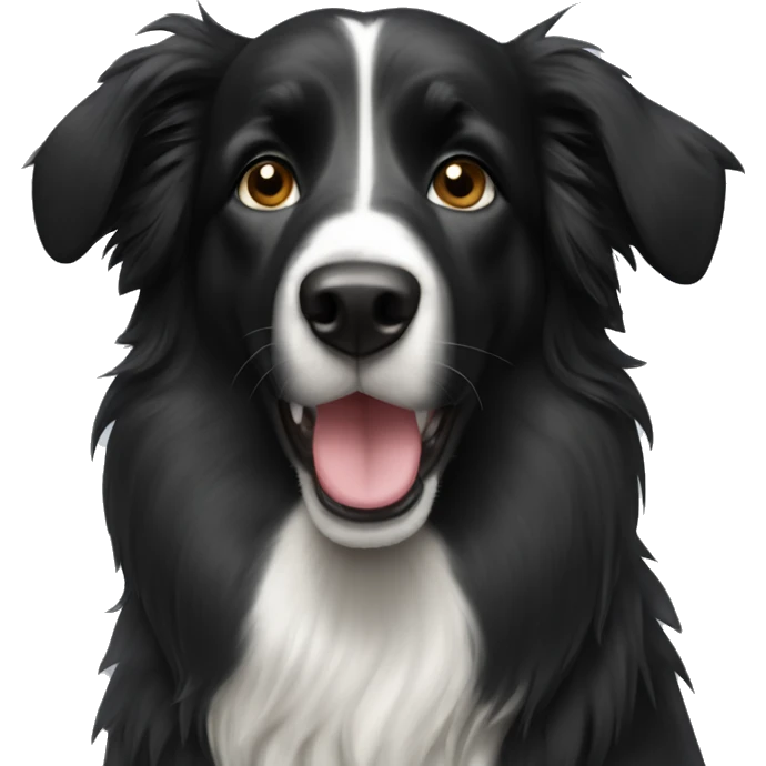 all black collie standing ears emoji