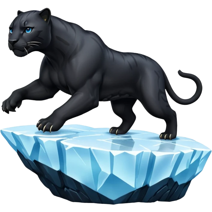 black panther leaping onto an iceberg, emoji style emoji