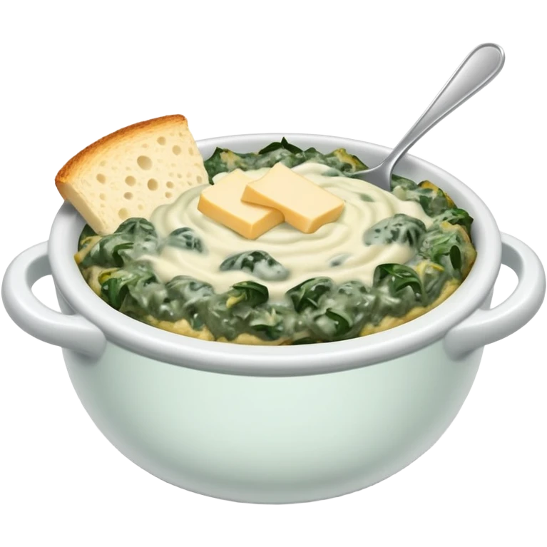 Bowl of spinach artichoke dip  emoji