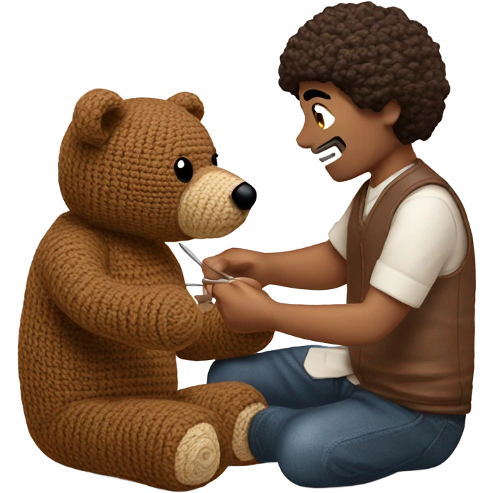 Man Crochetting a bear  emoji
