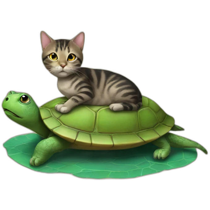 A cat on a turtle emoji