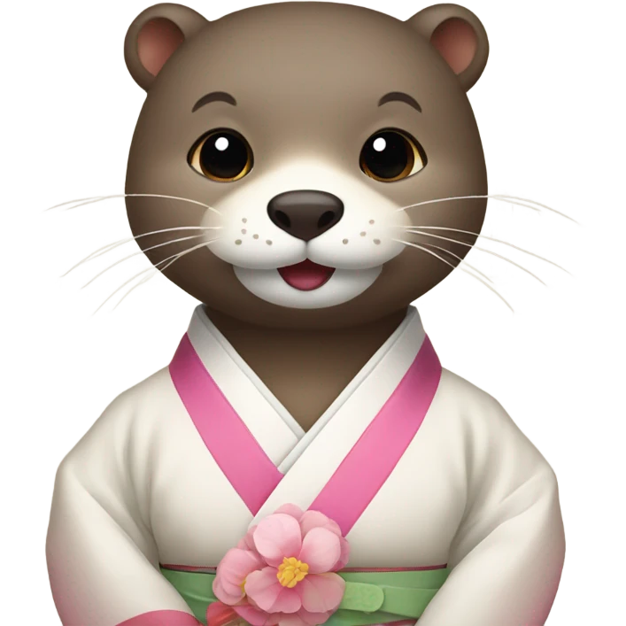 a otter face wearing traditional korean hanbok emoji