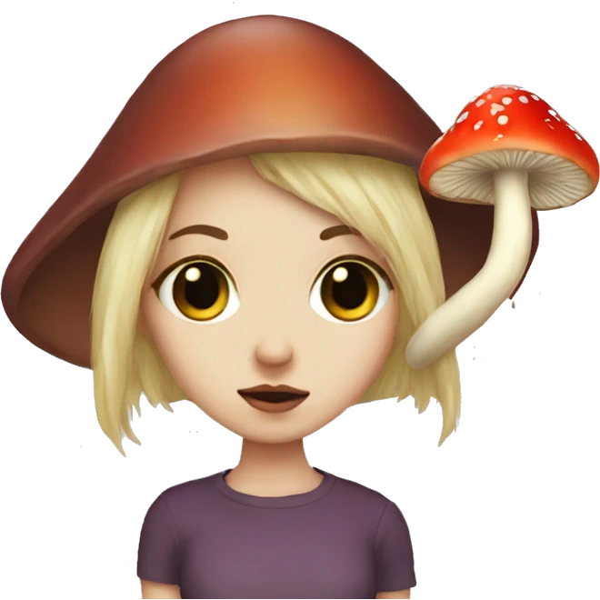 girl with mushroom with one eye no mouth no nose weirdcore emoji