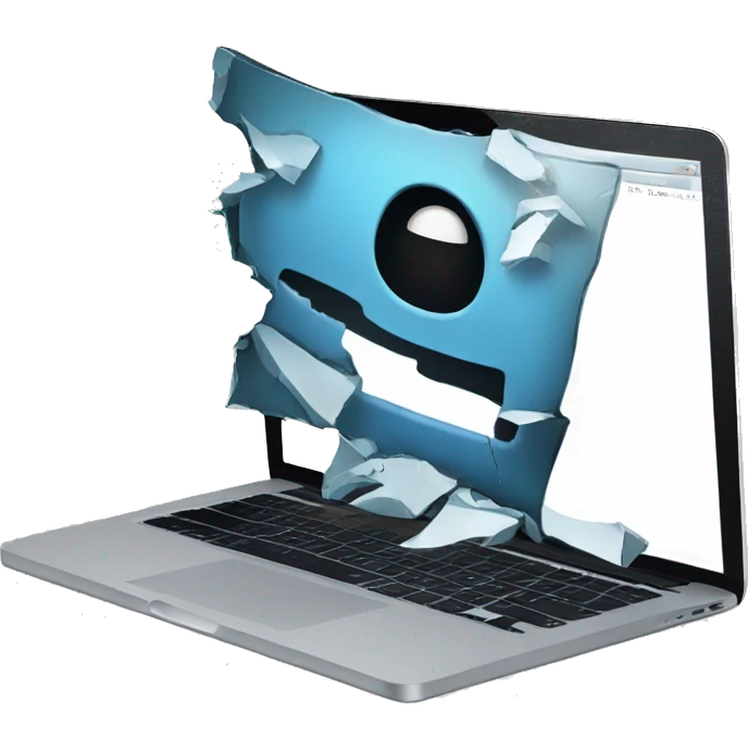 MacBook with a broken screen emoji