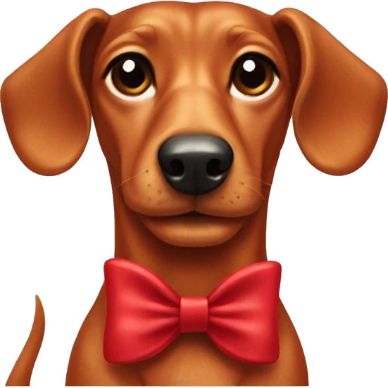 Red dachshund with red bow emoji