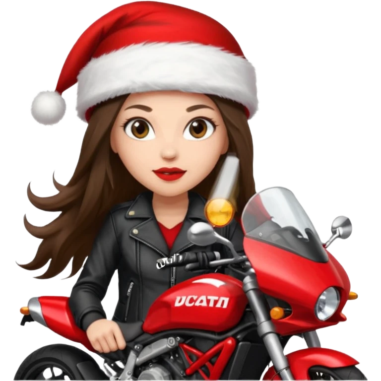 biker girl brune long hair moto christmas ducati emoji