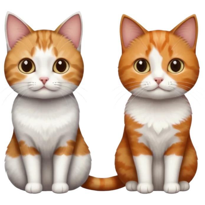 3 different coloured tiny short haired cats, including a dark brown tabby and white cat, and a dark grey and white and a ginger and white emoji
