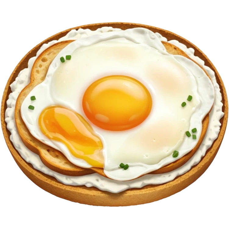 Sour bread with cottage cheese and egg on top emoji